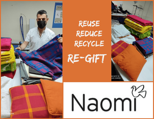 Η Δωρεά σε είδη, όπως υφάσματα, σεντόνια, μαξιλάρια στο εργαστήριο τις NAOMI Workshop Thessaloniki αποτελούν δώρο για την κάλυψη βασικών αναγκών.