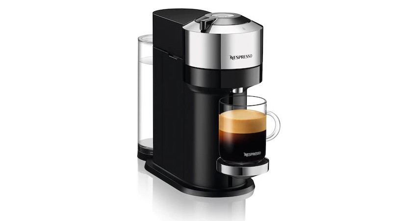 Μαύρη μηχανή Nespresso Vertuo με διπλό espresso